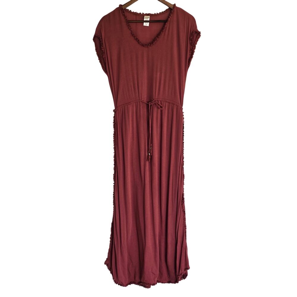 L*Space Noveau Rust Rayon Maxi Swim Cover Up Tassel Dress Size S